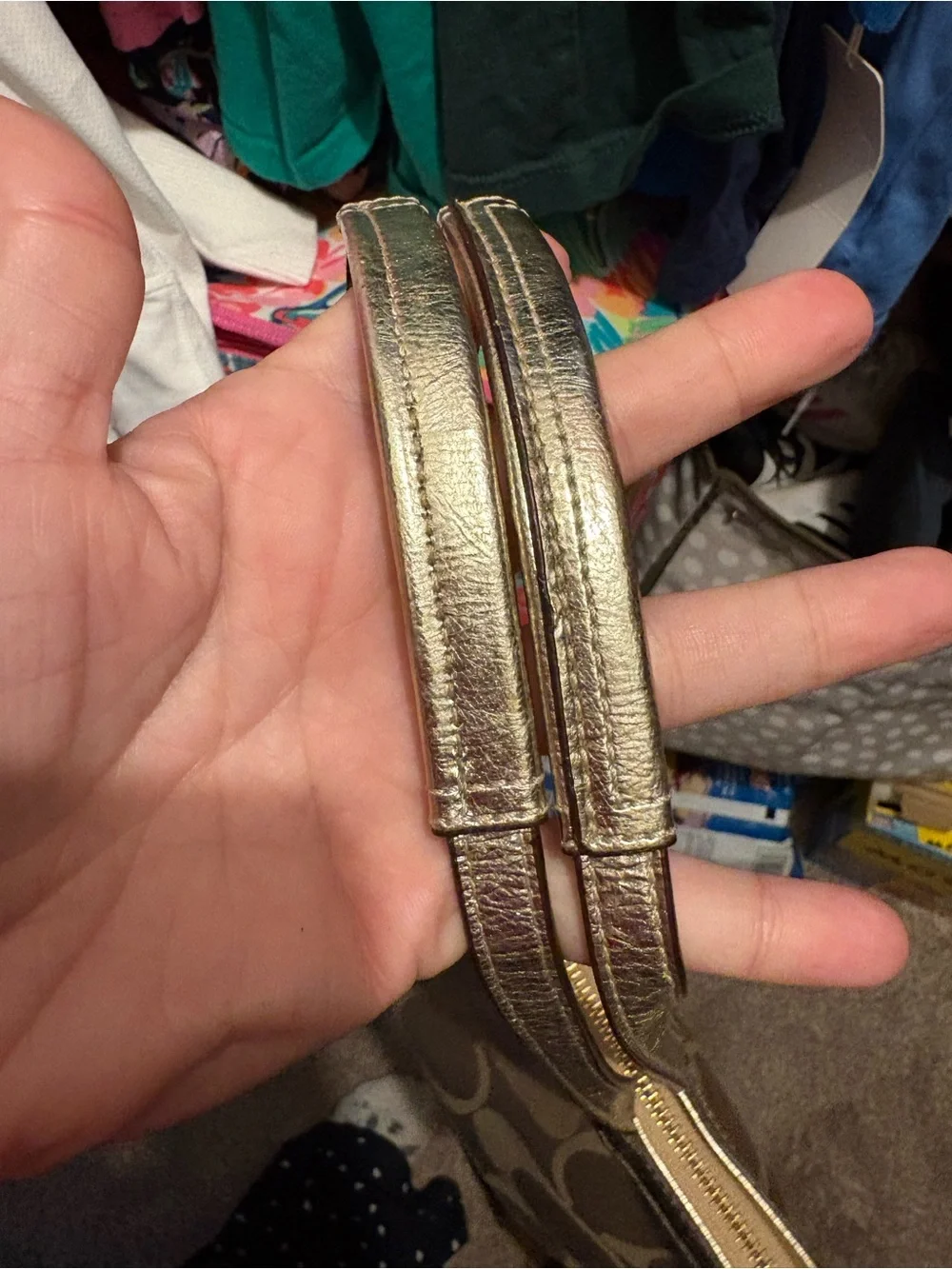 Coach Signature Tote with Gold Trim and Sequin Stripe
